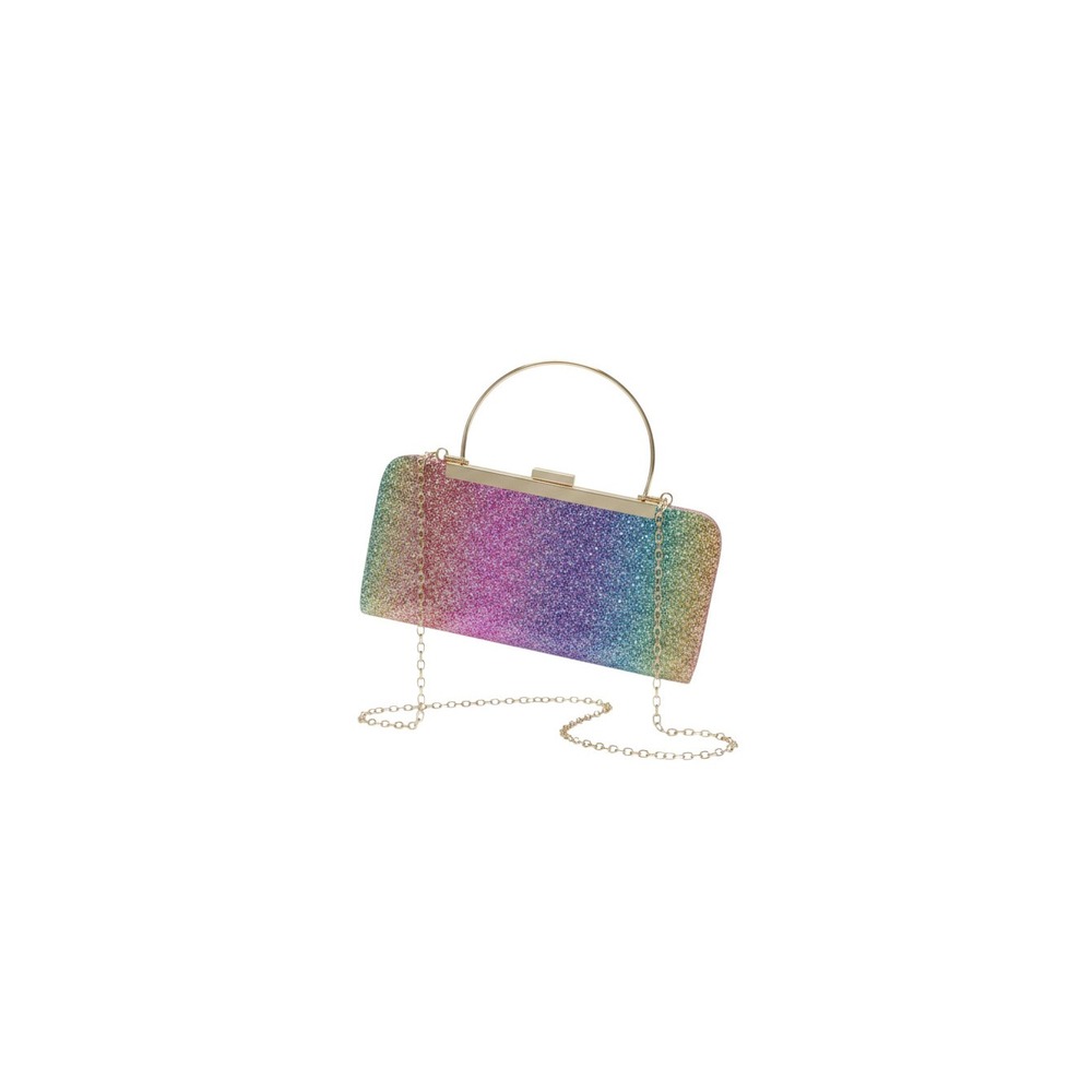 Sasha Handbags Clutch Womens OS Rainbow New Glitter Evening Bag WT259GR